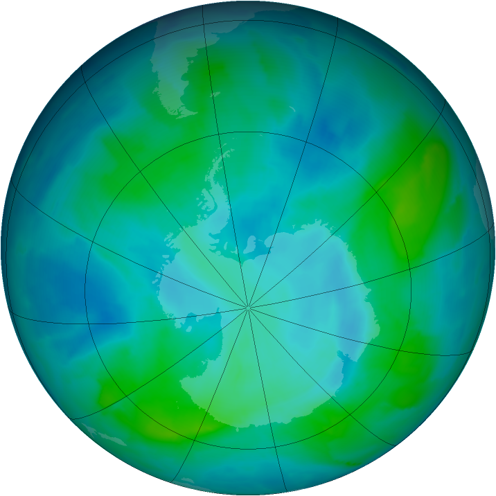 Antarctic ozone map for 13 February 2013